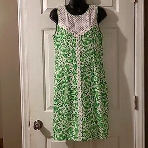 J Howard  Sleeveless Embroidery & Lace Multi-Color Green Midi Dress